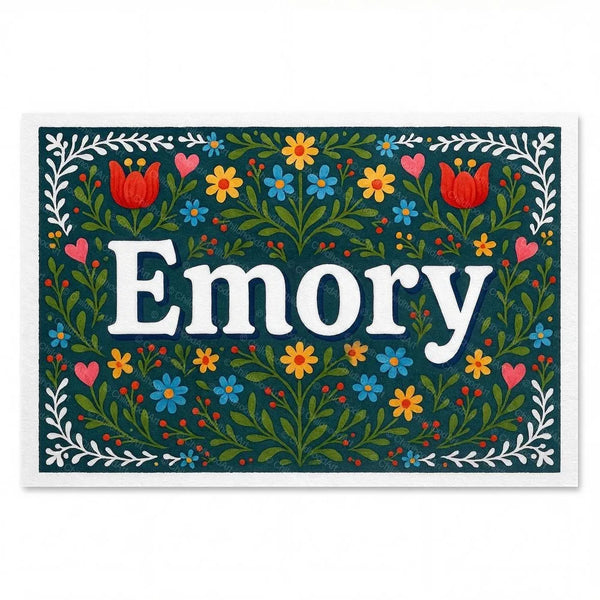 Emory Name Art - Floral Farmhouse Personalized Wall Art