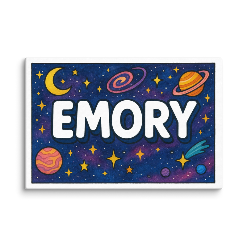 Emory Name Art - Space Explorers personalized wall print for kids