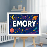 Emory Name Art - Space Explorers personalized wall print for kids
