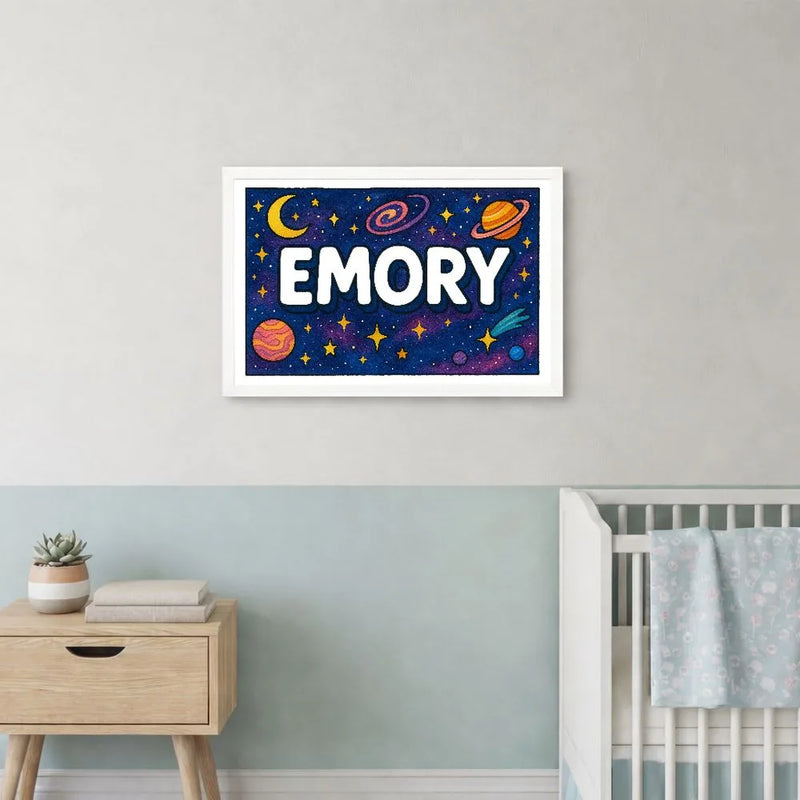Emory Name Art - Space Explorers personalized wall print for kids