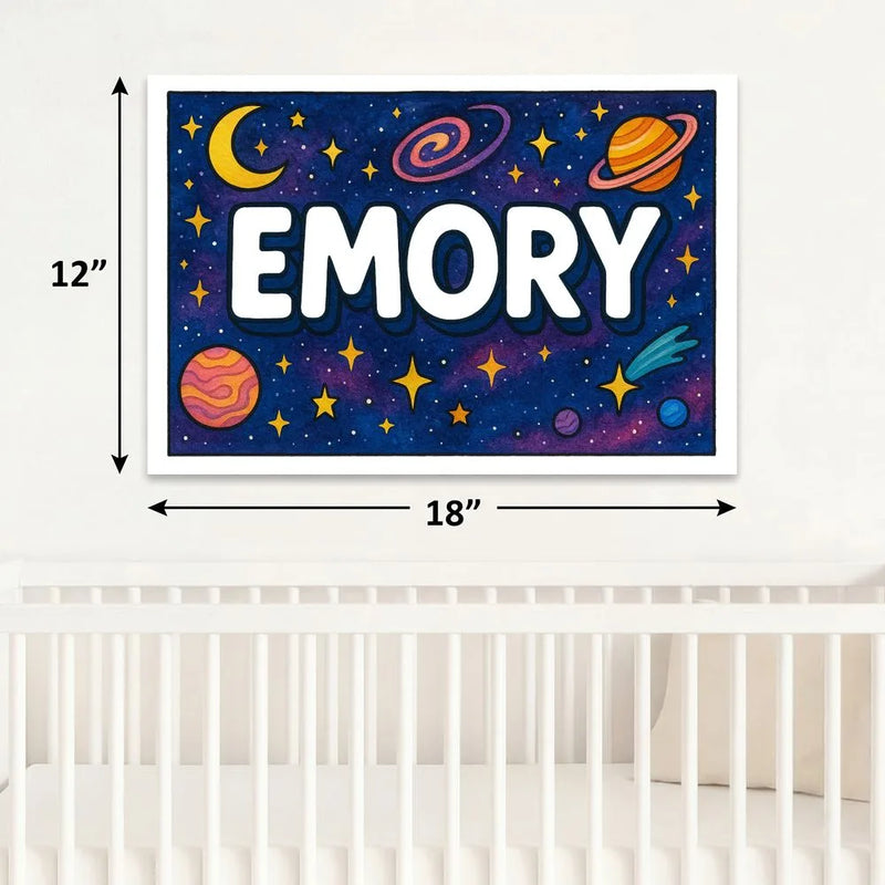 Emory Name Art - Space Explorers personalized wall print for kids