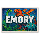 Emory Name Art - Dinosaur Adventure personalized wall print for kids