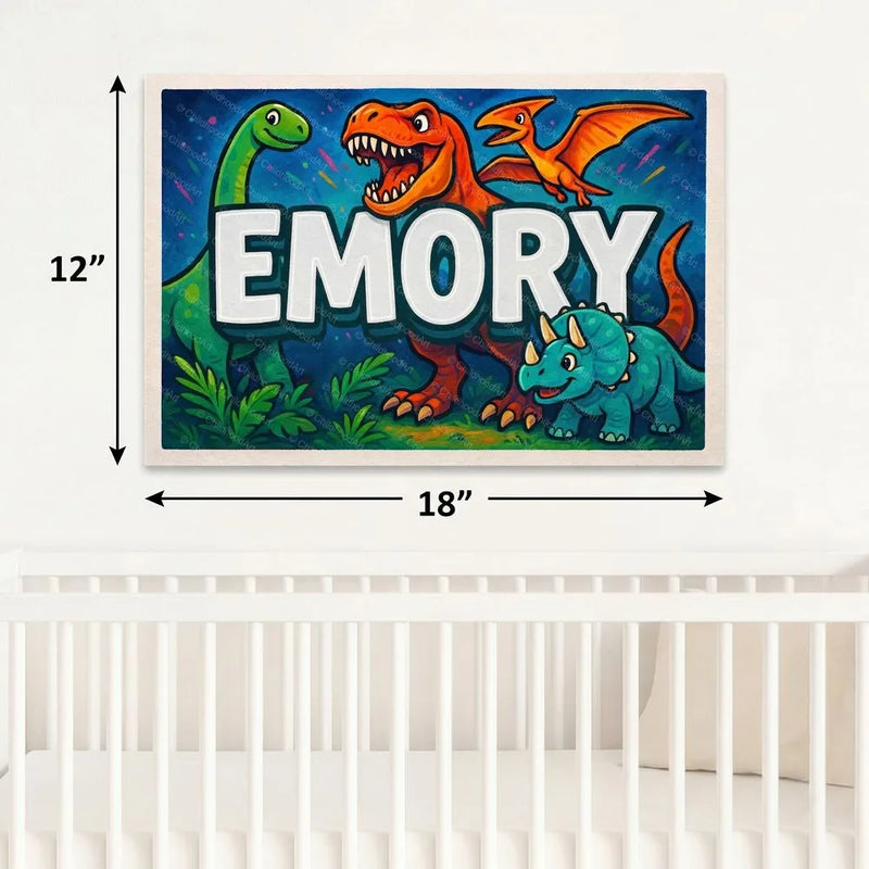 Emory Name Art - Dinosaur Adventure personalized wall print for kids