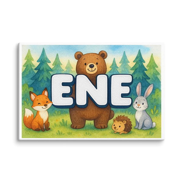 Ene Name Art - Forest Friends Personalized Wall Art