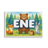 Ene Name Art - Forest Friends personalized wall print for kids
