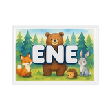 Ene Name Art - Forest Friends personalized wall print for kids