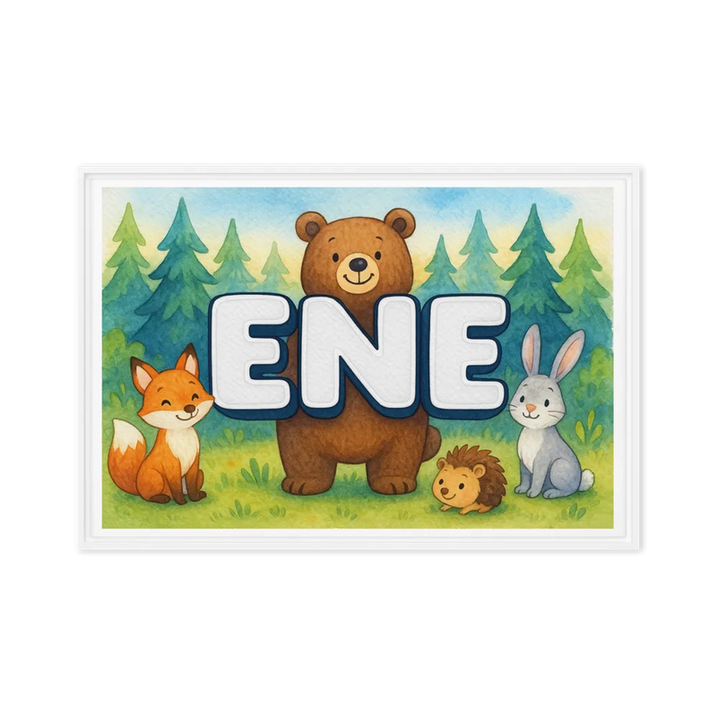 Ene Name Art - Forest Friends personalized wall print for kids