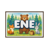 Ene Name Art - Forest Friends personalized wall print for kids