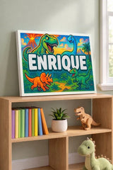 Enrique Name Art - Dinosaur Adventure personalized wall print for kids