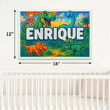 Enrique Name Art - Dinosaur Adventure personalized wall print for kids