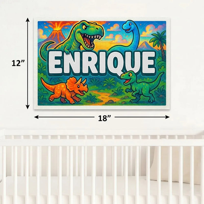 Enrique Name Art - Dinosaur Adventure personalized wall print for kids