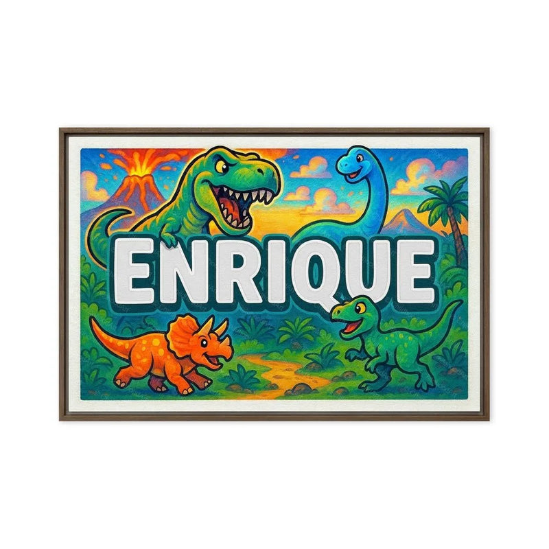 Enrique Name Art - Dinosaur Adventure personalized wall print for kids