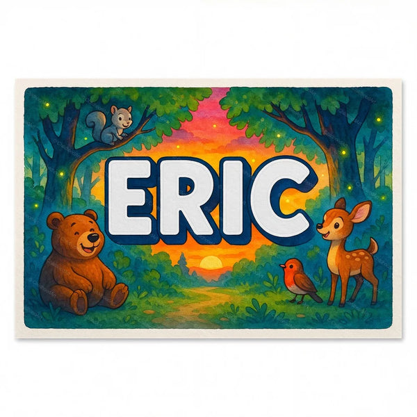 Custom Eric wall art with Forest friends illustration