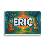 Eric Name Art - Forest Friends personalized wall print for kids
