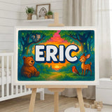 Eric Name Art - Forest Friends personalized wall print for kids