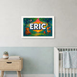 Eric Name Art - Forest Friends personalized wall print for kids