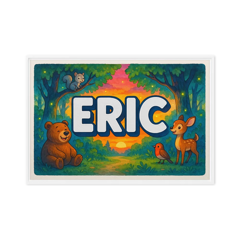 Eric Name Art - Forest Friends personalized wall print for kids