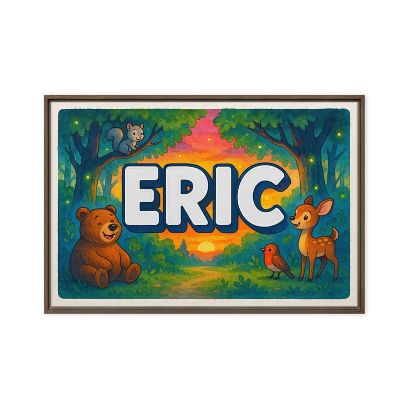 Eric Name Art - Forest Friends personalized wall print for kids
