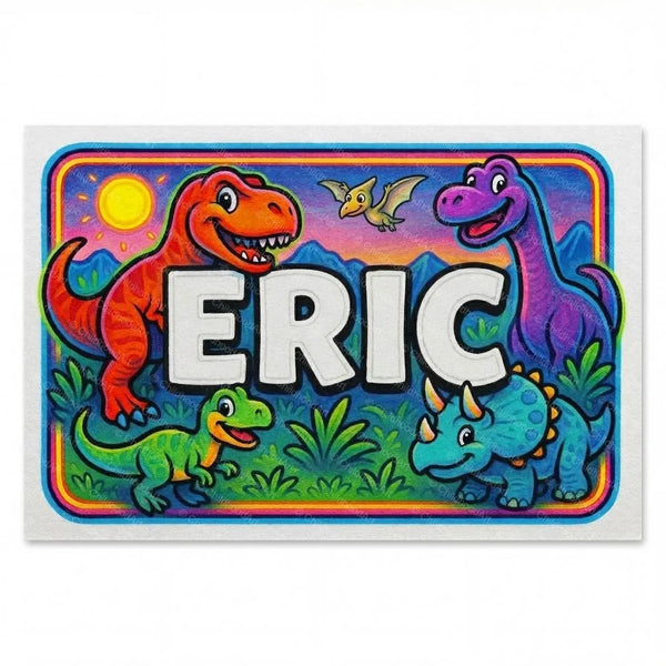 Personalized Eric name art print in the Dinosaur adventure style