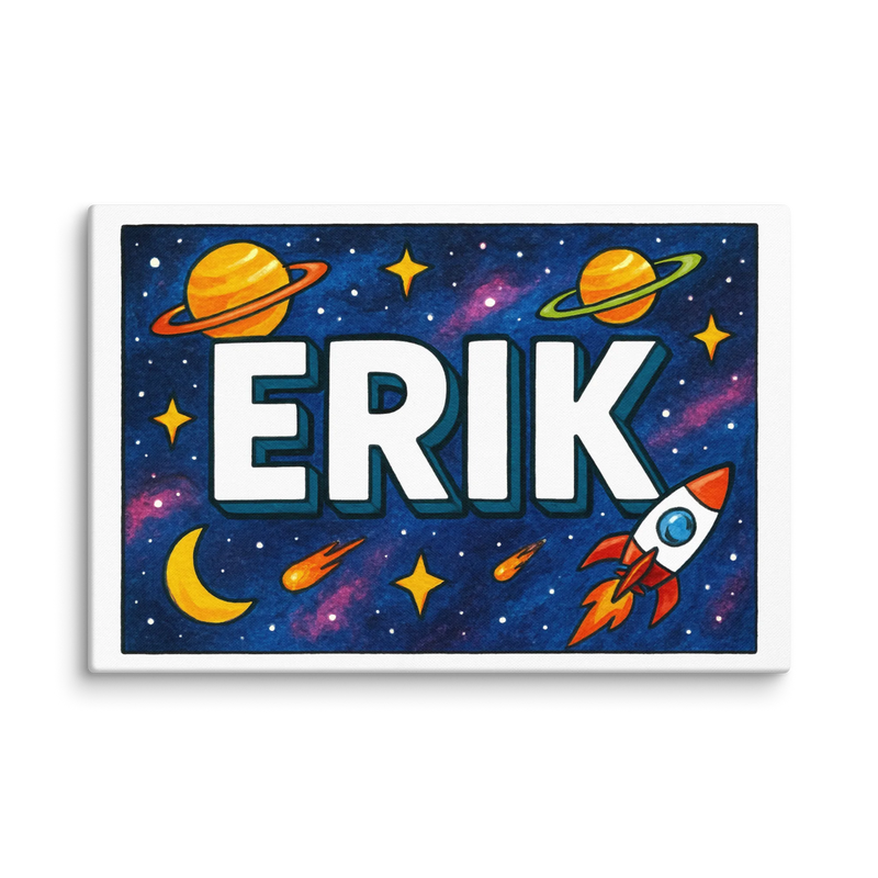 Erik Name Art - Space Explorers personalized wall print for kids