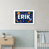 Erik Name Art - Space Explorers personalized wall print for kids