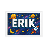 Erik Name Art - Space Explorers personalized wall print for kids