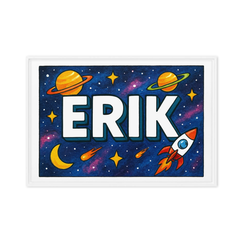 Erik Name Art - Space Explorers personalized wall print for kids
