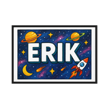 Erik Name Art - Space Explorers personalized wall print for kids