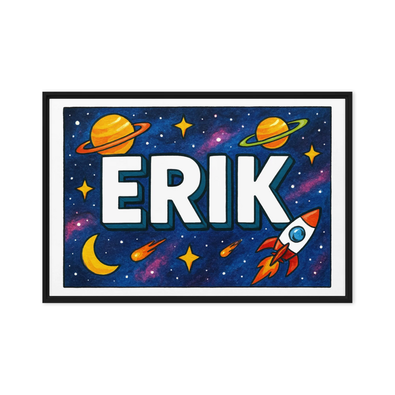 Erik Name Art - Space Explorers personalized wall print for kids