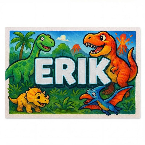 Erik Name Art - Dinosaur Adventure Personalized Wall Art