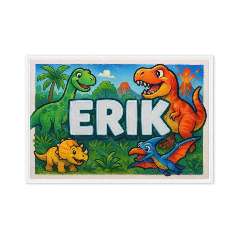 Erik Name Art - Dinosaur Adventure personalized wall print for kids