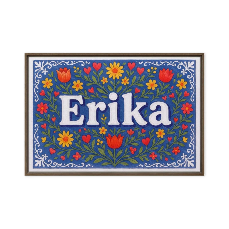 Erika Name Art - Floral Farmhouse personalized wall print for kids
