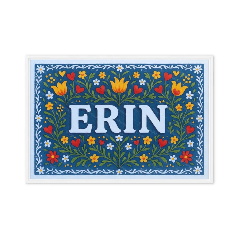 Erin Name Art - Floral Farmhouse personalized wall print for kids
