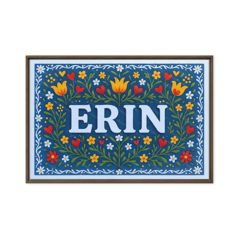 Erin Name Art - Floral Farmhouse personalized wall print for kids