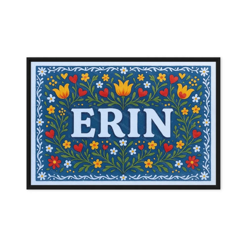 Erin Name Art - Floral Farmhouse personalized wall print for kids