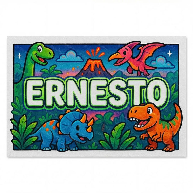 Ernesto Name Art - Dinosaur Adventure personalized wall print for kids