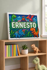 Ernesto Name Art - Dinosaur Adventure personalized wall print for kids