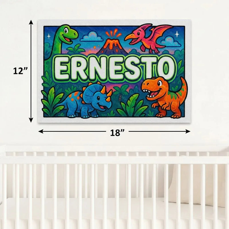 Ernesto Name Art - Dinosaur Adventure personalized wall print for kids