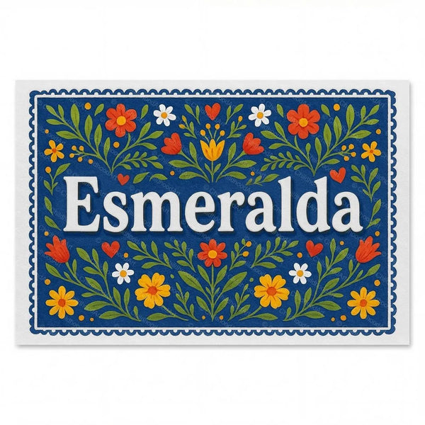Personalized Esmeralda name art print in the Floral farmhouse style