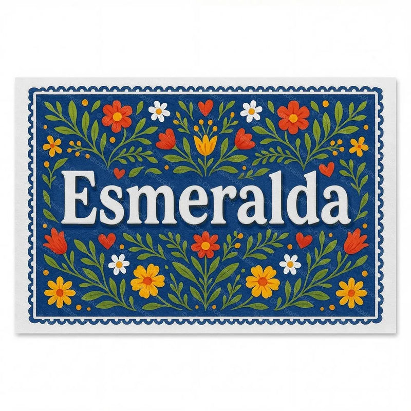 Esmeralda Name Art - Floral Farmhouse personalized wall print for kids