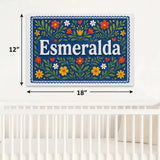 Esmeralda Name Art - Floral Farmhouse personalized wall print for kids