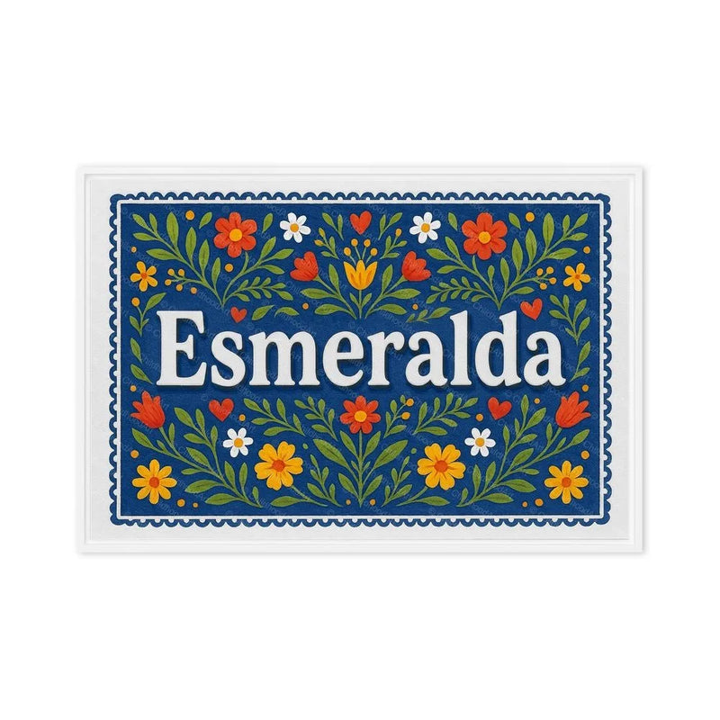 Esmeralda Name Art - Floral Farmhouse personalized wall print for kids