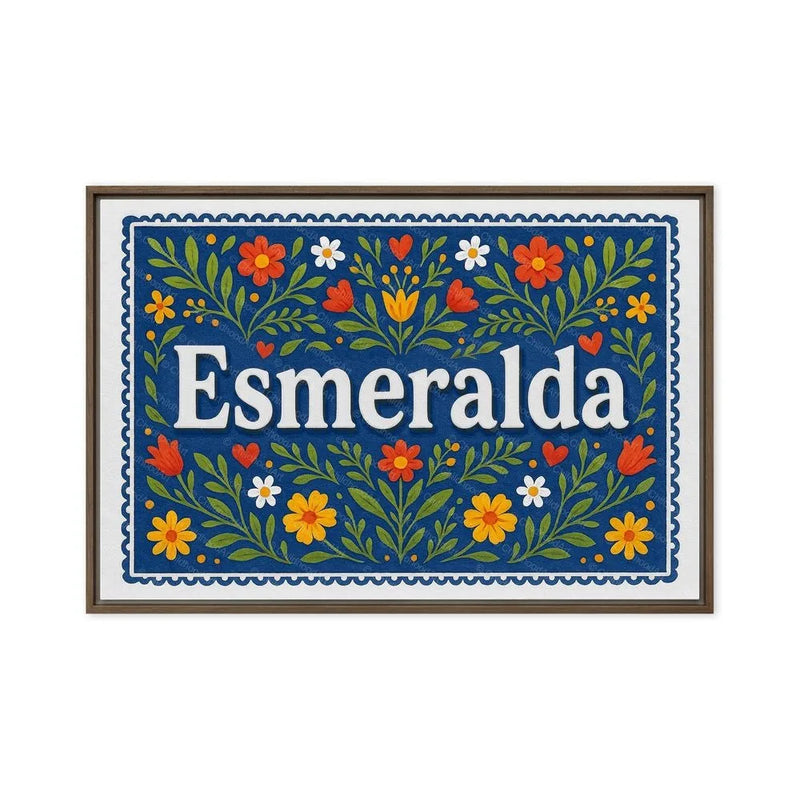 Esmeralda Name Art - Floral Farmhouse personalized wall print for kids