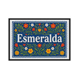 Esmeralda Name Art - Floral Farmhouse personalized wall print for kids