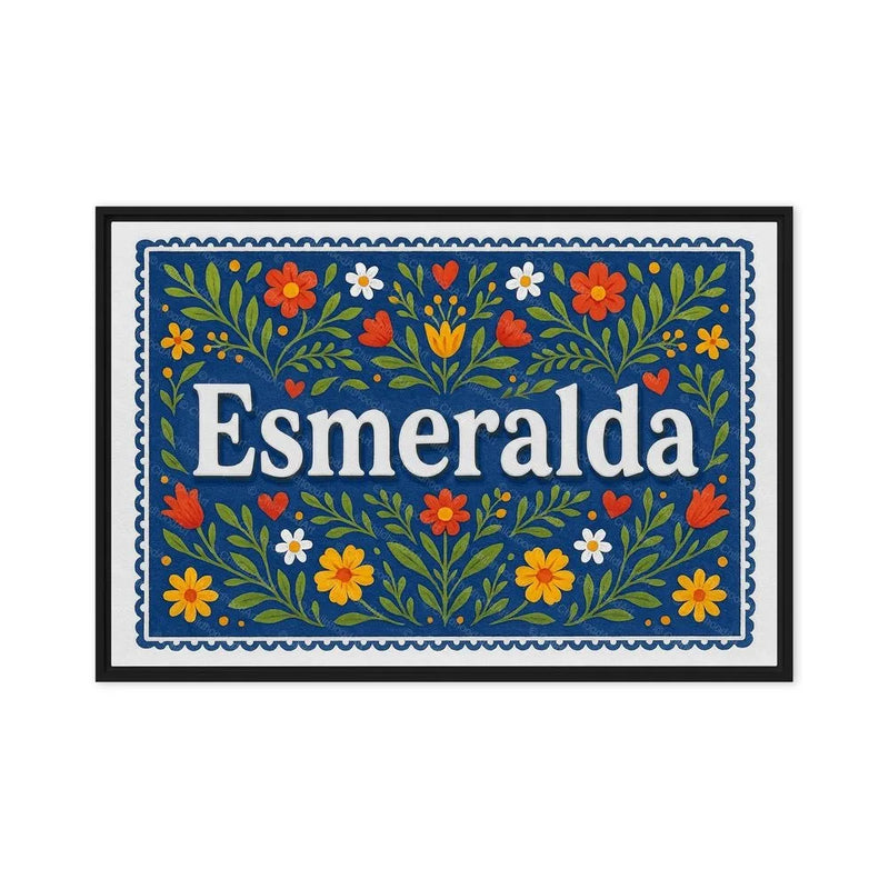 Esmeralda Name Art - Floral Farmhouse personalized wall print for kids