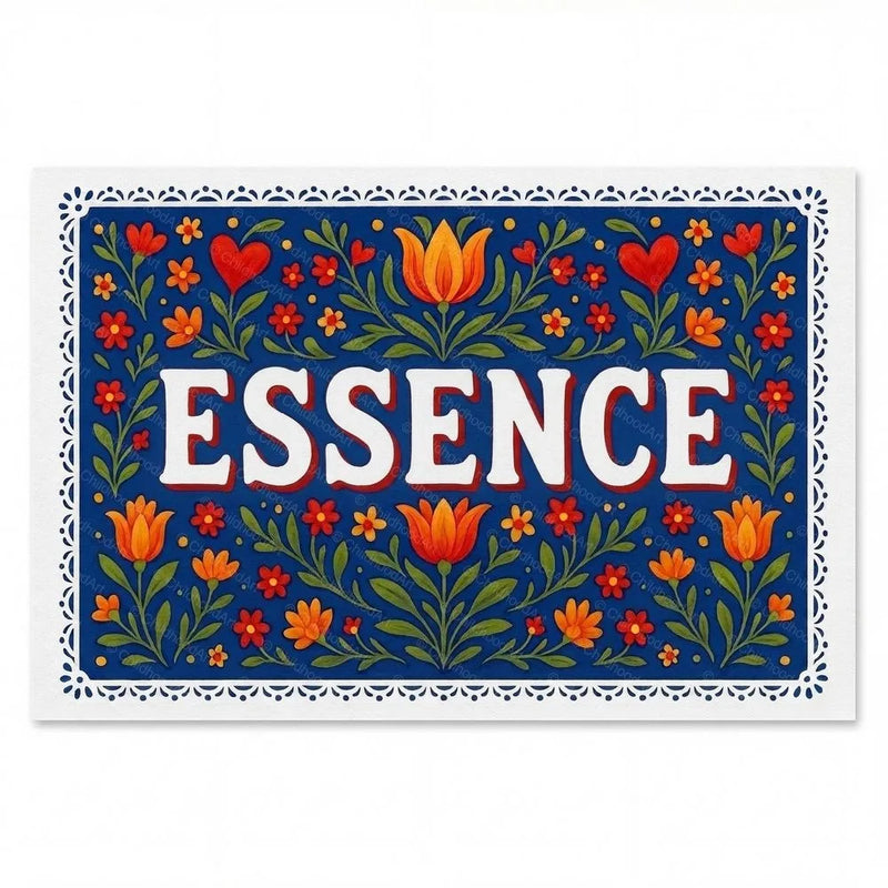 Essence Name Art - Floral Farmhouse personalized wall print for kids