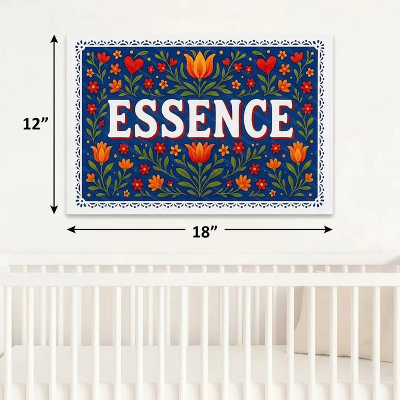 Essence Name Art - Floral Farmhouse personalized wall print for kids