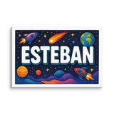 Esteban Name Art - Space Explorers personalized wall print for kids