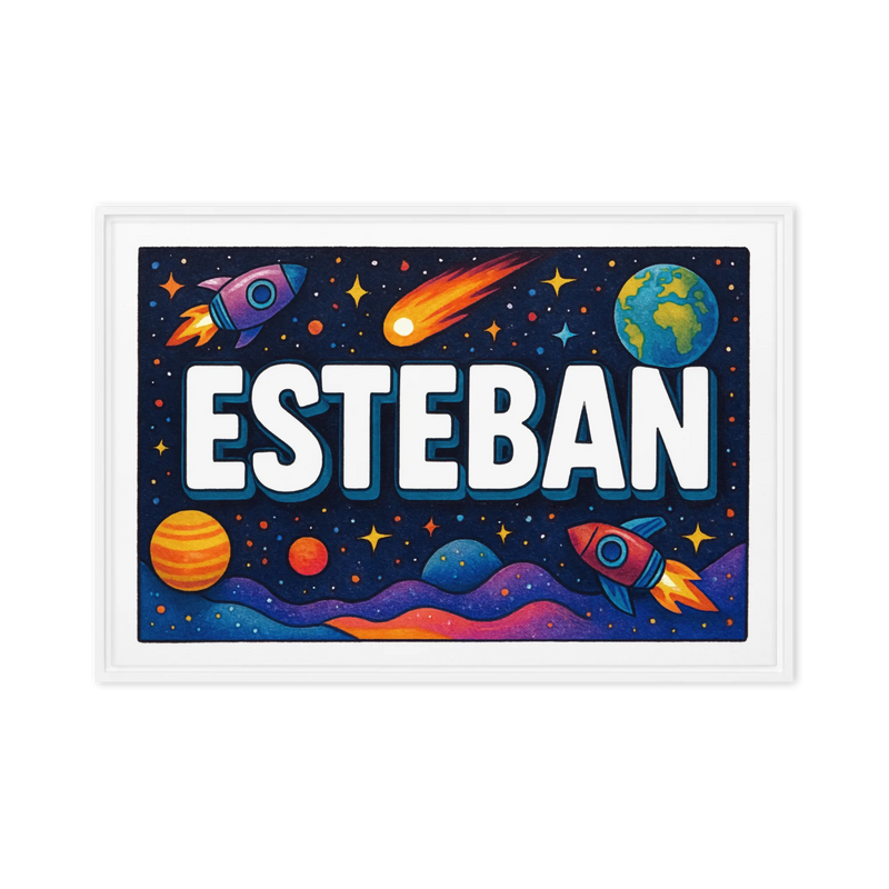 Esteban Name Art - Space Explorers personalized wall print for kids