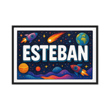 Esteban Name Art - Space Explorers personalized wall print for kids